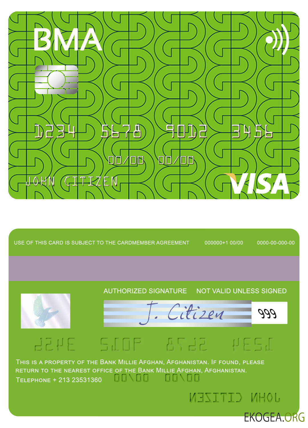Afghanistan Bank Millie Carte visa afghane